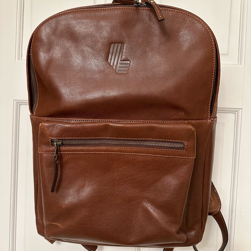 Classic Brown Leather Backpack with Minimalist Design and High-Quality Material